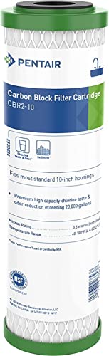PENTAIR - Cartuccia a carbone attivo - CBR2-10 - Filtro acqua potabile - Riduce cloro e sedimenti - 9-3/4 x 2-7/8, 0.5 micron