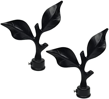 BIGFANGDAFA 2 Pcs Curtain Pole Ends Finials Leafy Branches Curtain Rod Caps Decorative Vintage Drapery Pole Heads for Home Window Rods Inner 22mm