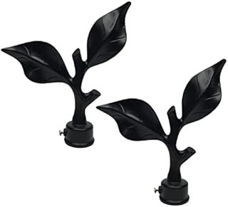 BIGFANGDAFA 2 Pcs Curtain Pole Ends Finials Leafy Branches Curtain Rod Caps Decorative Vintage Drapery Pole Heads for Home Window Rods Inner 22mm