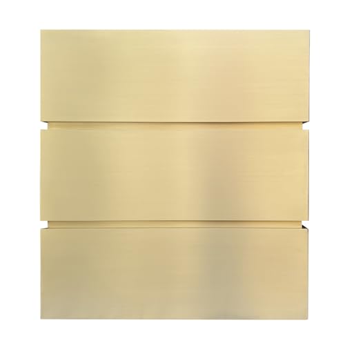 Image of SINDA Brushed Brass Range Hood with a High CFM Built In Vent Includes LED Lights Baffle Filter 36 inchW x 39 inchH x 24 inchD Wall Mount