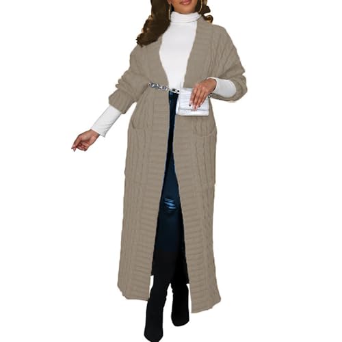 Women's Long Sweaters Cardigan Open Front Plus Size Chunky Cable Knit Duster Cardigans with Pockets Winter Sweater Coat2
