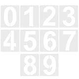 EsiFare ナンバーステンシル 101.5mm 10個 テンプレート 数字 デジタル 番号 テンプレートセット 0-9ナンバー 繰り返し利用 中空数字ステンシル 数字 スプレー 吹付プレート 児童絵画 製図 表札メールボックス 駐車場 看板 DIY 絵画 塗装道具 吹付ツール 変形しにくい(12*10cm/10枚セット）
