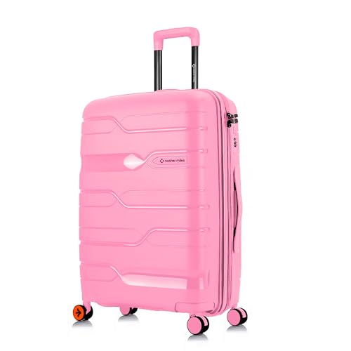 Image of Nasher Miles Paris Hard-Sided Polypropylene Check-in Luggage 28 inch | 75cm | 8 Wheels Large Trolley Bag for Travel | Suitcase (Pink)