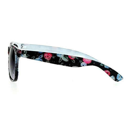 Floral Flower Print Sunglasses Classic Square Horn Rim Plastic Frame UV4004
