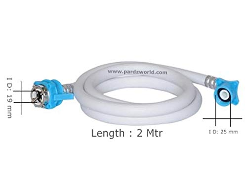 Image of PARDZWORLD 2m Extra Long Washing Machine Inlet Pipe Heavy Duty Flexible PVC Water Inflow Hose with Leak-Proof Tap Connectors for Fully Automatic Top & Front Load Washing Machines (2 Meter)