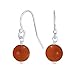 Simple Plain Gemstone Tinto Rosso Naturale Corniola Palla Rotonda Goccia Pendenti Orecchini Per Donna.925 Argento Sterling