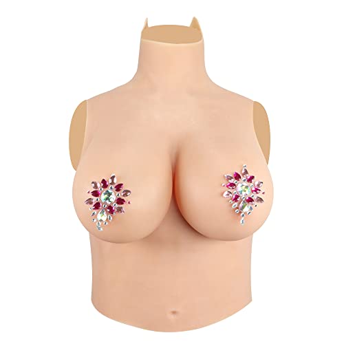 Faux seins silicone réalistes avec bonnet H en coton léger
