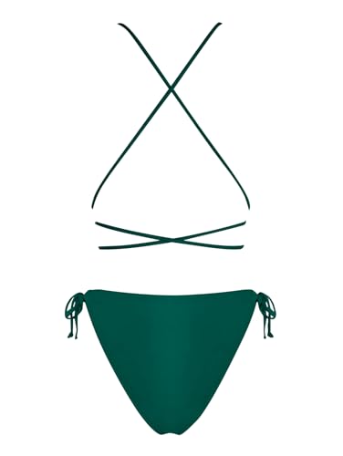 Image of ZAFUL Women Plunging One Piece Swimsuit Backless Cross Tie High Cut Thong One-Piece Bathing Suit