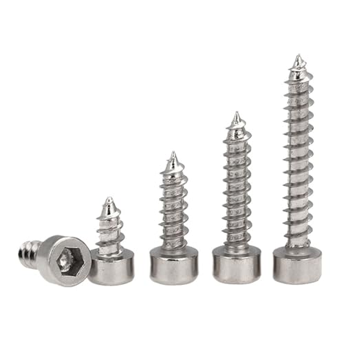 CXIAOHUA(売店) 50個 M1.7 M2 M2.3 M2.6 M3 M3.5 M4 M5 M6 ニッケルメッキ炭素鋼キー六角六角ソケットキャップヘッドセルフタッピングネジ(8mm x50pcs)