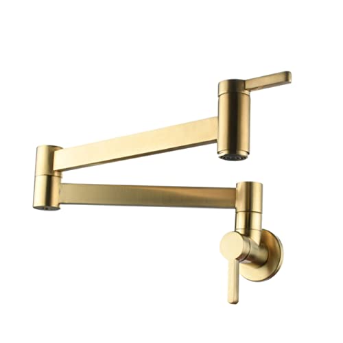 HOMSFOU Grifo Plegable De Cobre Para Baño Doble Mando, Acabado Dorado Mate, Control Agua Fría, Rotación 360° Para Lavabo, Suministros Baño, 1 Unidad, Uso Doméstico y Comercial