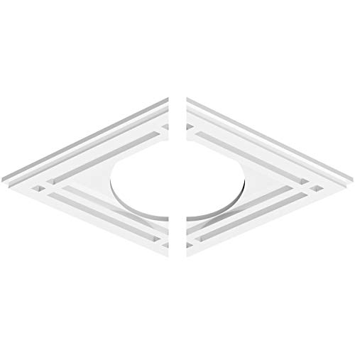 Image of Ekena Millwork CMP20X13DD2-07000 Diamond Architectural Grade PVC Contemporary, Two Piece Urethane Ceiling Medallions 20 inchW x 13 3 /8 inchH x 7 inchID x 7 inchC x 1 inchP
