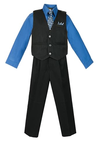 Boy's 5-Piece Vest and Pant Set with Shirt, Tie and Hanky - Royal Blue 9M