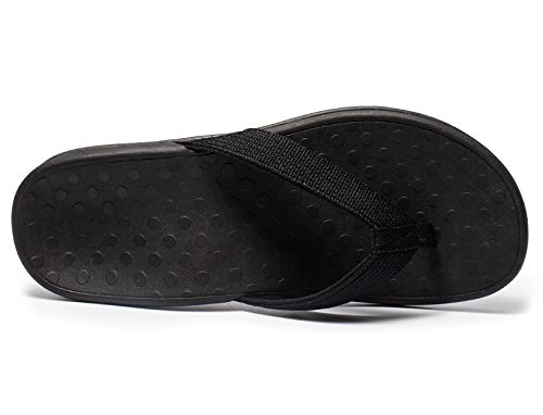 SOARFREE Plantar Fasciitis Feet Sandal with Arch Support - Best Orthotic flip Flops for Flat Feet Heel Pain- for Women (8 M US, Black)