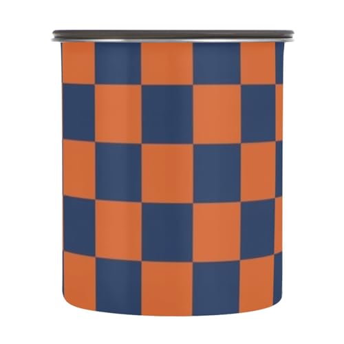 Contenedor para café diseño americano naranja y azul acero inoxidable
