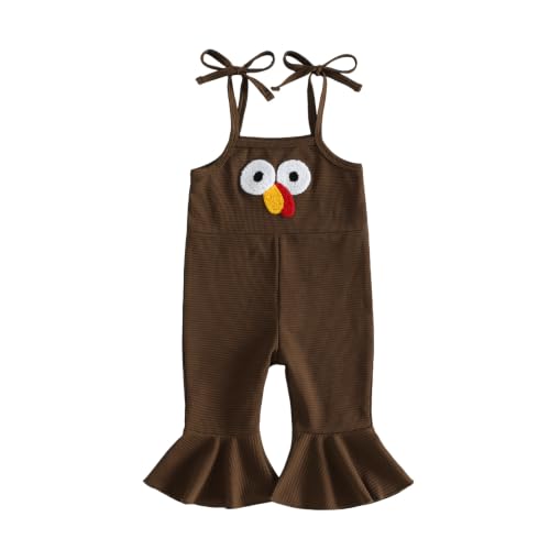 Image of Thanksgiving Baby Girl Outfit Toddler Turkey Romper Overalls Jumpsuit