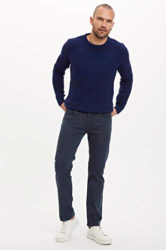 DeFacto Tricot Long Sleeve Slim Fit Pullover Turtleneck Sweater for Men - Slim Fit Pullover Mens Sweater for Casual Wearing - Men's Comfortable Turtleneck Pullover