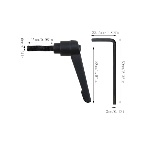 Image of 4 Black M6 x 25mm / 0.24 inch x 0.98 inch Adjustable Clamping Lever Handles, L-shaped External thread Locking Wrench Screw for Machinery and Industry Equipment, with 1 Pcs 4mm / 0.16in Allen wrench