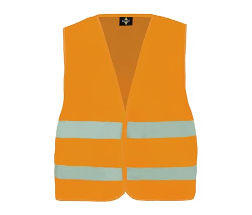 Korntex Safety Vest Passau Chaleco de seguridad chaleco de seguridad con impresión de carpeta impresa amarillo naranja tiras luminosas EN ISO 20471, naranja neón, XL/XXL