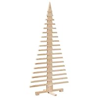 vidaXL solid pine wooden Christmas tree decor - modern brown disassemblable design for indoor/outdoor use - DIY festive ornament 75x75x150cm