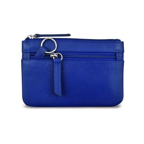 Image of ili New York Leather Mini Compact Coin Purse - Cobalt