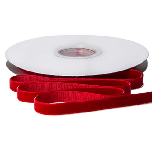 Ribbli Polyester Red Velvet Ribbon 3/8 Inch 10-Yard Spool Use for Choker Gift Wrapping Floral Bouquets Boutonnieres