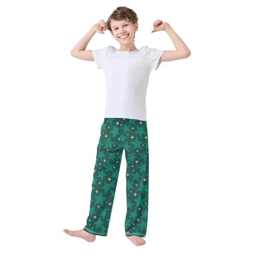 ZZKKO Christmas Green Stars Boys Pants for Kids Jogger Pants with Pockets S-XL2