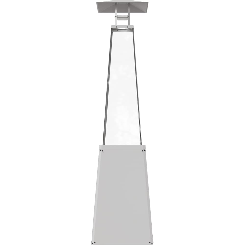 KRATKI Umbrella BS grzejnik gazowy 12 kW do ogrodu, propan, butan G30 / 50 mbar, biała stal i szkło, zestaw z rurą i reduktorem