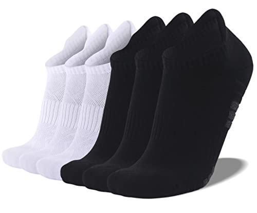 MENDENG Knöchelsocken für Herren und Damen, sportlich, Laufen, Kompression, niedrig geschnitten, 6er-Pack, Schwarz 3 + Weiß 3, Medium