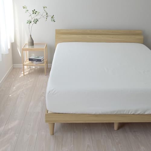 Bed Sheet Linen 100% Made in Japan (White Semi-Double Size 120 x 200 x 40 cm) Lino Linen Fitted Sheet Stylish Bed Sheet Nordic Washable Sheet Sleep Tailor Reno