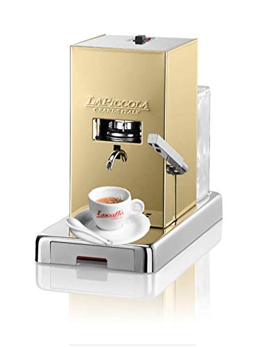 LUCAFFÈ La Piccola Gold Cafetera para cafeteras E.S.E. dimensiones 28x16x31 cafetera, vainas de papel de color dorado… - Imagen 4