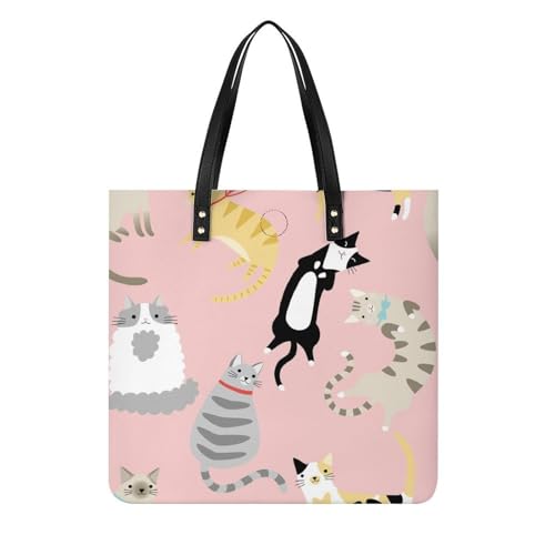 Sac à main shopper chats mignons femmes grand cabas de plage et sac de cours 39x39cm