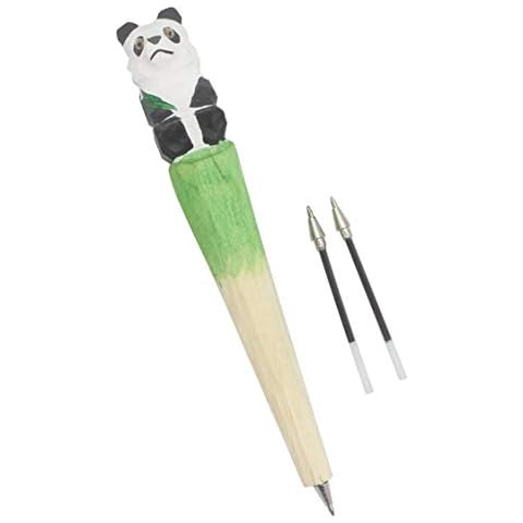 Panda Animal Pen Handmade Carved Natural Wooden Ballpoint Pen 1pc(Can Exchange Refills) Cover