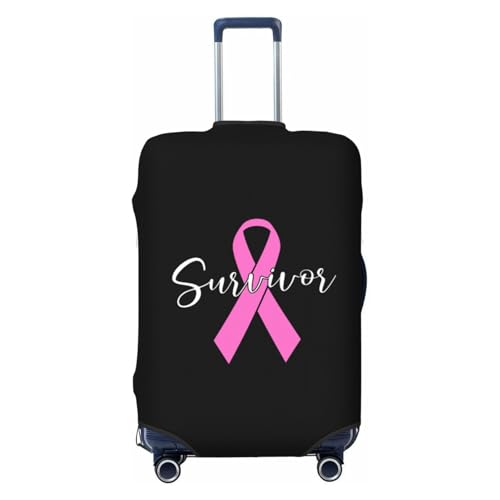 Survivor Breast Cancer Awareness Travel Luggage Cover Suitcase Protector Fits 22-25 Inch Case(Black,M)