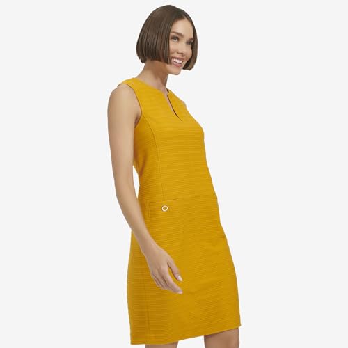 Image of Tommy Hilfiger Women's Sleeveless Split Neck Solid Jacquard Knit Dress
