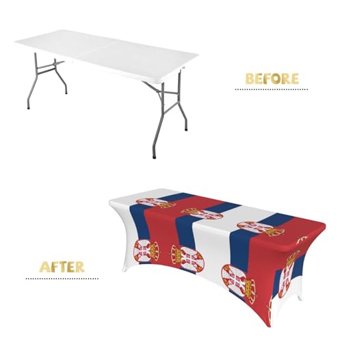 Nappe de table drapeau Serbie 1,8m en élasthanne extensible lavable - 5