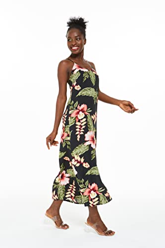Image of Family Matching Hawaiian Clothes, Black Rafelsia | Lightweight 100% rayon • Family matching outfits • Beach vacations • Luaus • Cruises • Family photos