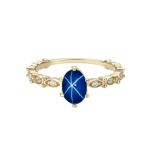 Achintya Jewellers 14k Yellow Gold Fill Blue Star Sapphire Ring