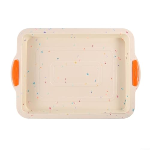 Molde cuadrado de silicona flexible de 11 x 8.3 pulgadas para brownies, mousse, pastel de queso, pasteles de capas, pan de maíz y más (beige)