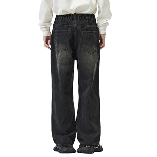 Mens Acid Washed Jeans Casual Hip Hop Baggy Wide Leg Denim Pants Vintage Stylish Skater Jean Long Trousers Streetwear3