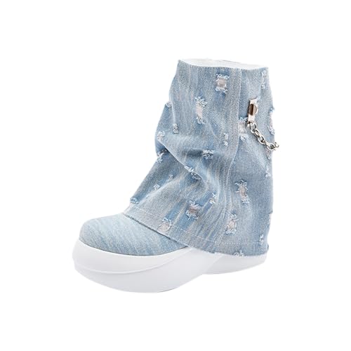 Bottes d'hiver courtes en jean femme semelle épaisse neige et froid