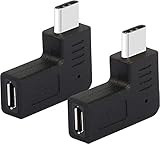 GELRHONR Right Angle USB C to Micro USB Adapter, 90 Degree Type C Male to Micro 5pin USB Female Charging and Data Transfer Connector Converter Adapter - 2 Pcs/Black