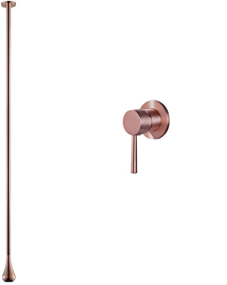 Image of BASSINO Ceiling Mounted Faucet /Premium Pedestal - Tabletop Basin Ceiling Shower Mixer Tap for Bathroom /63 Inches Modern Vertical Shower Pipe with Control Valve for Spa & Designer Bathrooms(Rose Gold)