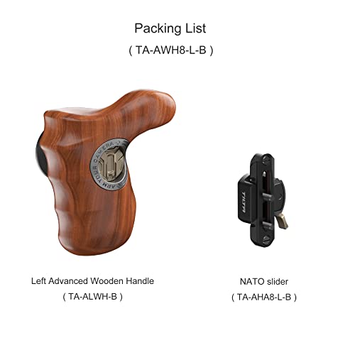 TILTA TA-AWH8-L-B-1 Advanced Left Side Wooden Handle + NATO Slider Adjustable Camera Cage Side Grip for Tilta A7M4 A7S3 BMPCC 6K pro GH6 Cage (Type VIII Left Side Wooden Handle) - Image 2