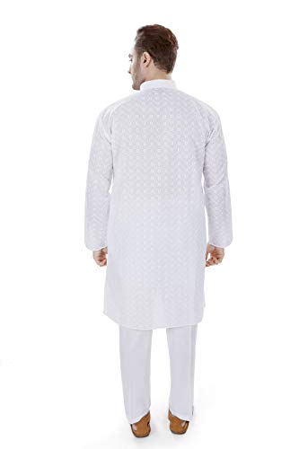 Image of LUCKWIN Men's Cotton chikankari Regular Fit Kurta Pyjama Set