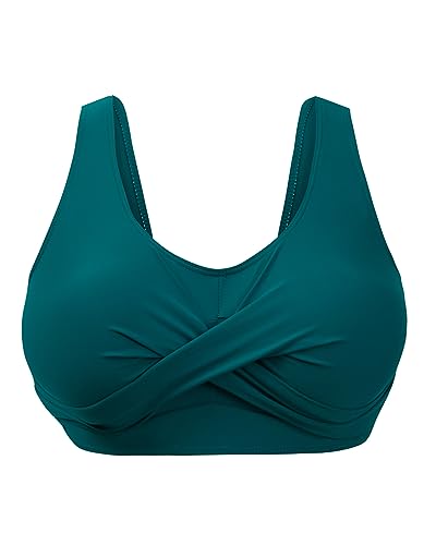 Image of Fanuerg Women's Twist Front Bikini Top V Neck Push Up Padded Swimsuit Top Bathing Suits