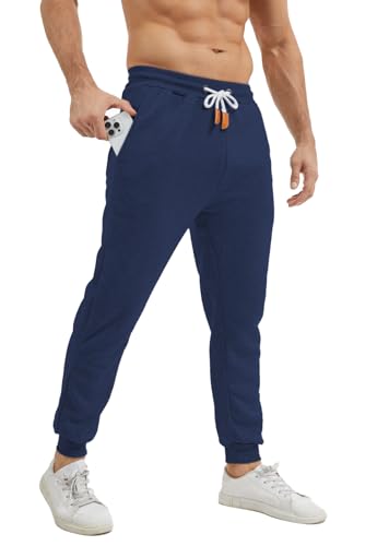 Rayson Pantalones Chandal Hombres Anchos con Bolsillos y Cordón Ligeros Pantalon Deportivo Hombre Largos Pantalón Deporte Invierno Running Gimnasio Pants(Azul Marino, M)