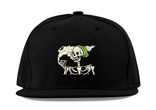 Casquette visière plate avec motif squelette brodé en coton