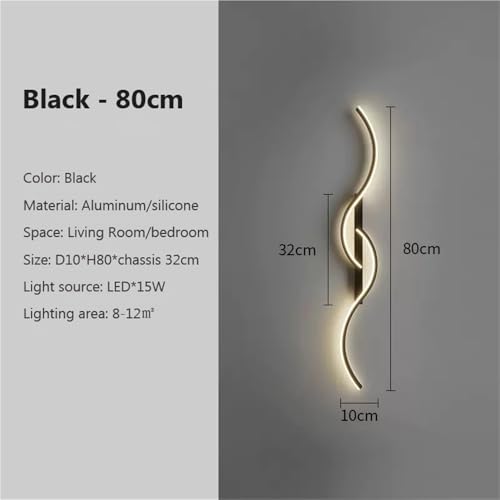 Aplique LED pared negro de 80cm para iluminación interior de salón 3