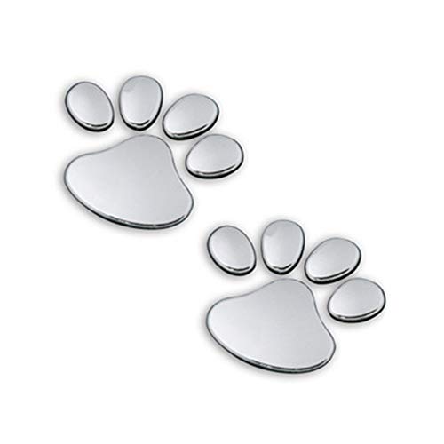 Aofocy 1 Paire de Stickers de Voiture Autocollant de Voiture décoration Empreinte de Patte de Chien - Argent