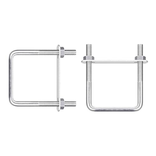 Image of DTGN M8x60x90mm(ThreadxWxL) Square U Bolt - 2Pack - Good for Trailer Pipe Replacement Parts - 304 Stainless Steel U Shape Bolts